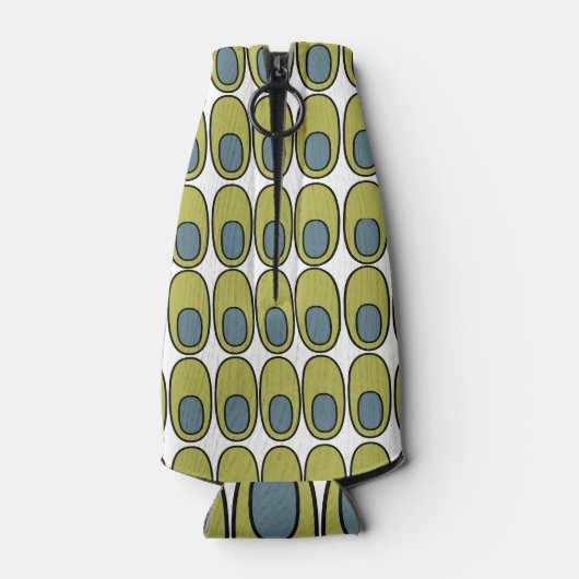 オリーブの緑と灰色の楕円を繰り返す ボトルクーラー (裏面)