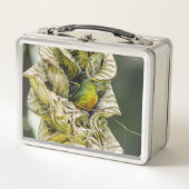 オリーブの背中のユーフォニア、野生動物の鳥の写真 メタルランチボックス (正面)