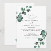 オリーブの葉のグリーンウェディング招待状 招待状 (正面/裏面)