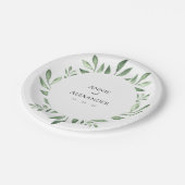 オリーブの葉のボタニカル・ウォーターカラー ペーパープレート (アングル)