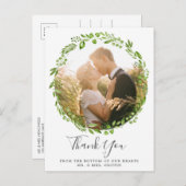オリーブの葉のリース フォト ウェディング サンクス 案内ポストカード (正面/裏面)