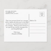 オリーブの葉のリース フォト ウェディング サンクス 案内ポストカード (裏面)