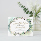 オリーブの葉の水のカラーフレーム/日付の保存 ポストカード (スタンド正面)