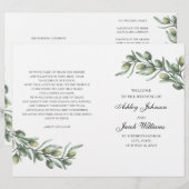 オリーブの葉。イタリアンウェディングプログラム折り畳み式 (正面/裏面)