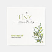 オリーブの赤ちゃんシャワーに行く途中の小さな人 スタンダードカクテルナプキン (正面)