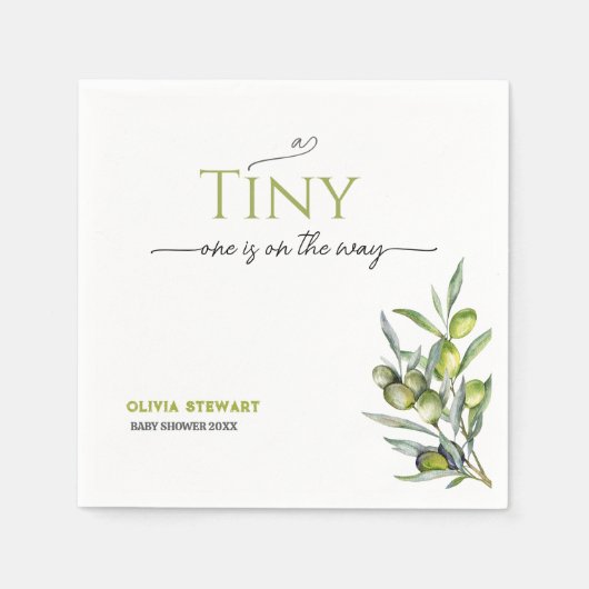 オリーブの赤ちゃんシャワーに行く途中の小さな人 スタンダードカクテルナプキン (正面)