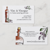 オリーブの酢のボトルのシェフのケイタリングビジネスカード 名刺 (正面/裏面)