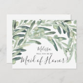 オリーブは私のメイド・オブ・オーナー（花嫁付き添い人） インビテーションポストカード (正面/裏面)
