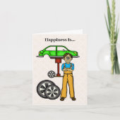 オリーブまたはダークスキンの男性車の整備士カード カード (正面)