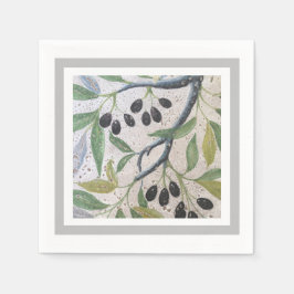 オリーブアンドグレー地中海のスタイルカクテルナプキン スタンダードカクテルナプキン