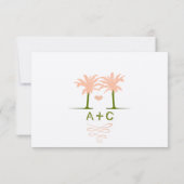 オリーブアンドピーチビーチタイポグラフィ招待状 出欠カード (裏面)