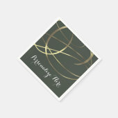 オリーブアーミーグリーン&金ゴールドフォイルカスタムパーティー スタンダードカクテルナプキン (角)