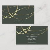 オリーブアーミーグリーン&金ゴールドフォイルフェイクカスタムシック 名刺 (正面/裏面)