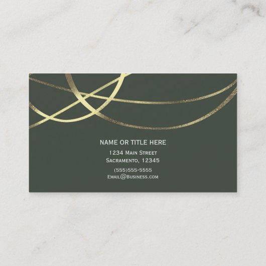 オリーブアーミーグリーン&金ゴールドフォイルフェイクカスタムシック 名刺 (裏面)