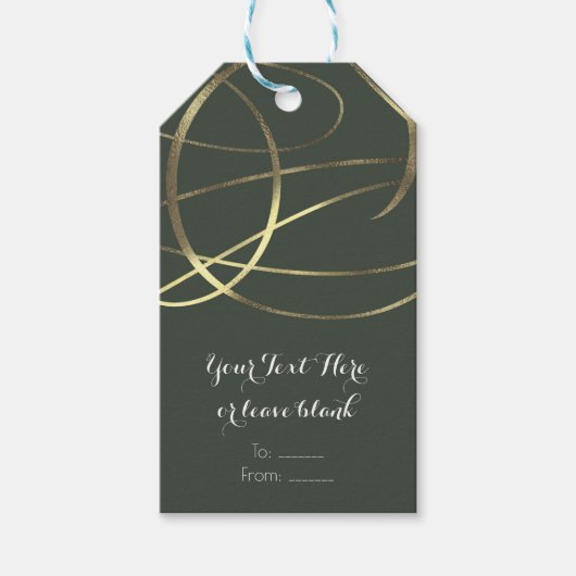 オリーブアーミーグリーン&金ゴールドフォイルフェイクカスタムフリット ギフトタグ (正面)