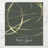 オリーブアーミーグリーン&金ゴールドフォイルフェイクカスタムワイン ワインラベル (シングルラベル)