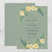 オリーブイエローピオニーの結婚式 招待状 (正面/裏面)