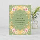 オリーブイエローラナンキュラスユーカリWedding 招待状 (スタンド正面)