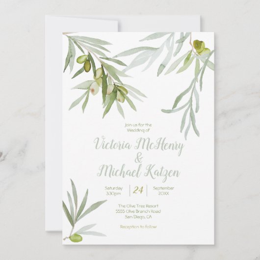 オリーブイタリアンブランチ結婚式招待状 招待状 (正面)