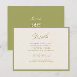 オリーブエステートのカリグラフィー結婚式QR詳細カード エンクロージャーカード