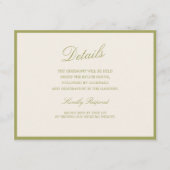 オリーブエステートカリグラフィー結婚式QR詳細カード エンクロージャーカード (正面)