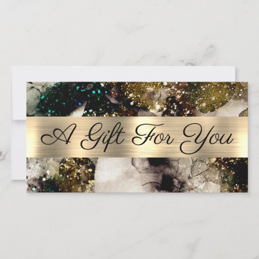 オリーブエメラルドグリーンの水彩ギフト券 (正面)