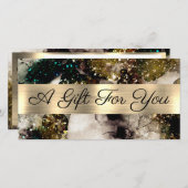 オリーブエメラルドグリーンの水彩ギフト券 (正面/裏面)