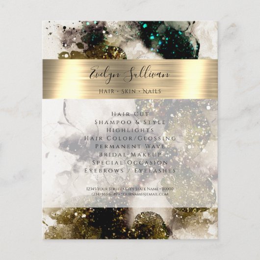 オリーブエメラルドグリーンウォーターのカラーフライヤー チラシ (正面)