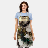 オリーブエメラルドグリーン水のカラーエプロン エプロン (着用した状態)