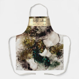 オリーブエメラルドグリーン水のカラーエプロン エプロン