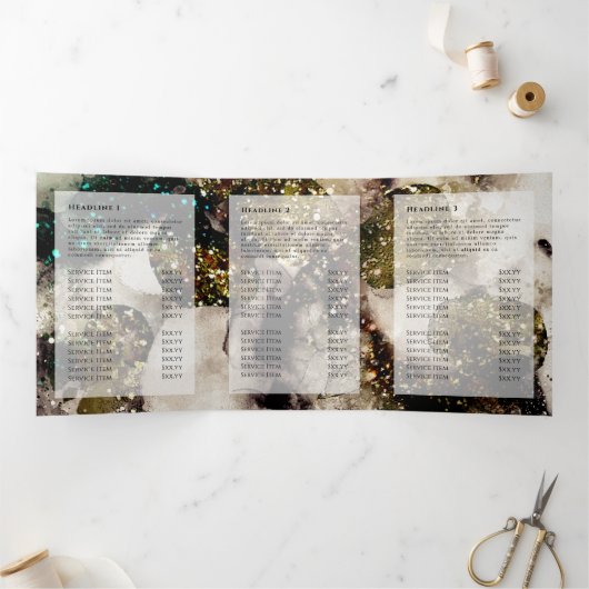 オリーブエメラルドグリーン水彩三折パンフレット 三つ折りカード (内部)