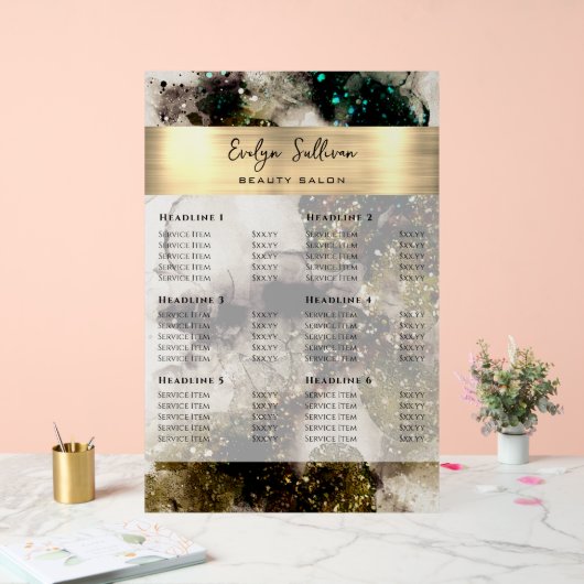 オリーブエメラルドグリーン水彩価格表 アクリルサイン (ウェディング)