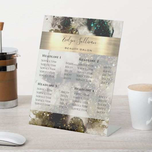 オリーブエメラルドグリーン水彩価格表 台座サイン (インサイチュ)