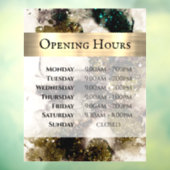 オリーブエメラルドグリーン水彩画 開店時間 ウィンドウサイン (シート3)