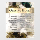 オリーブエメラルドグリーン水彩画 開店時間 ウィンドウサイン (シート)
