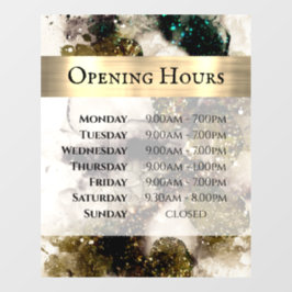 オリーブエメラルドグリーン水彩画 開店時間 ウィンドウサイン