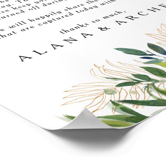 オリーブエレガントの緑が詰まっていない式のサイン ポスター (角)