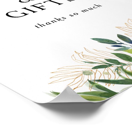 オリーブエレガントの緑のカードとギフトサイン ポスター (角)