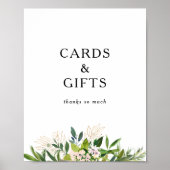 オリーブエレガントの緑のカードとギフトサイン ポスター (正面)