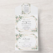オリーブエレガントの緑結婚の金ゴールドは一つになる オールインワン招待状 (内側)
