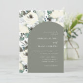 オリーブエレガントウォーターアイボリーフローラ結婚アーチ 招待状 (スタンド正面)