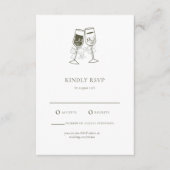 オリーブエレガントウッドグリーンウェディングRSVPカード エンクロージャーカード (正面)