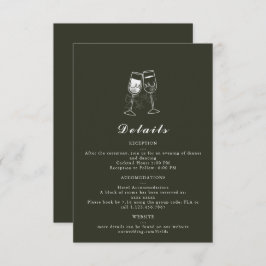 オリーブエレガントウッドグリーン結婚詳細カード 出欠カード