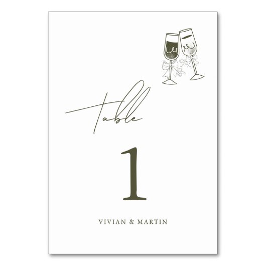 オリーブエレガントウッドグ結婚リーン テーブルナンバー (正面)