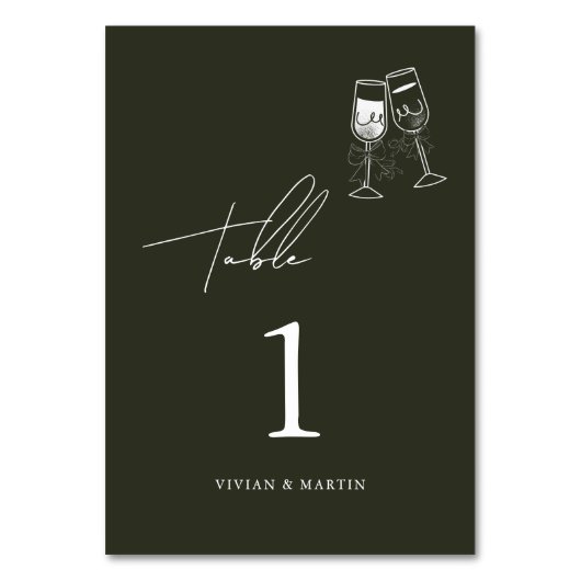 オリーブエレガントウッドグ結婚リーン テーブルナンバー (正面)