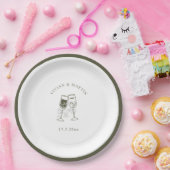 オリーブエレガントウッドグ結婚リーン ペーパープレート (パーティー)