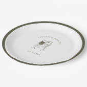 オリーブエレガントウッドグ結婚リーン ペーパープレート (アングル)