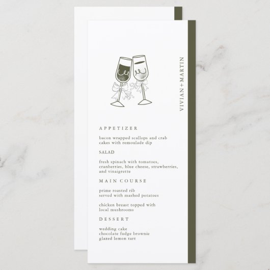 オリーブエレガントウッドグ結婚リーン メニュー (正面/裏面)