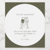 オリーブエレガントウッドグ結婚リーン ワインラベル (シングルラベル)