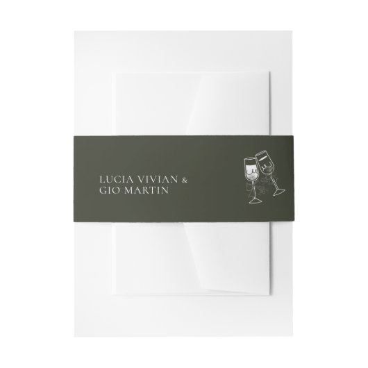 オリーブエレガントウッドグ結婚リーン 招待状ベリーバンド (正面例)